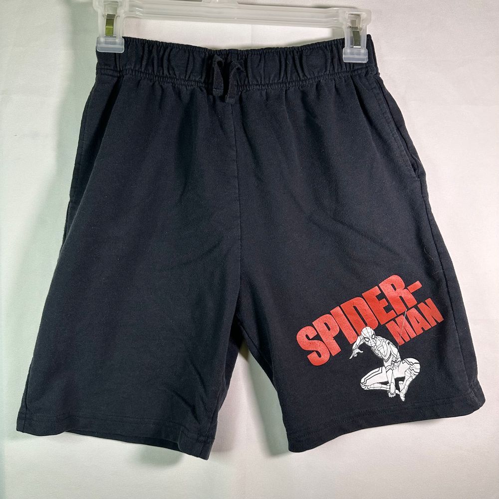 Marvel Spiderman Boys XL 12/14‎ Black Shorts Sweatshirt Material